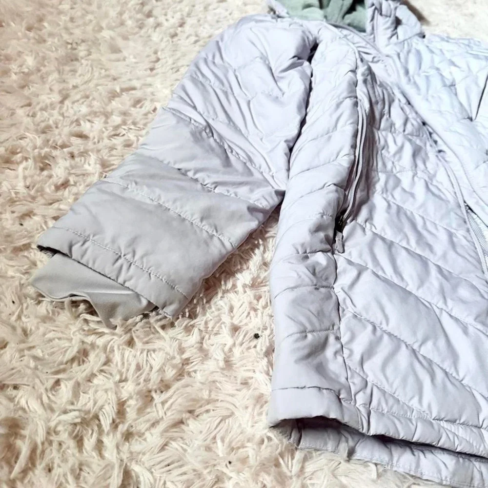 Columbia Pastel Quilted Heavenly Long Hooded Coat Womens L Preppy Gorpcore